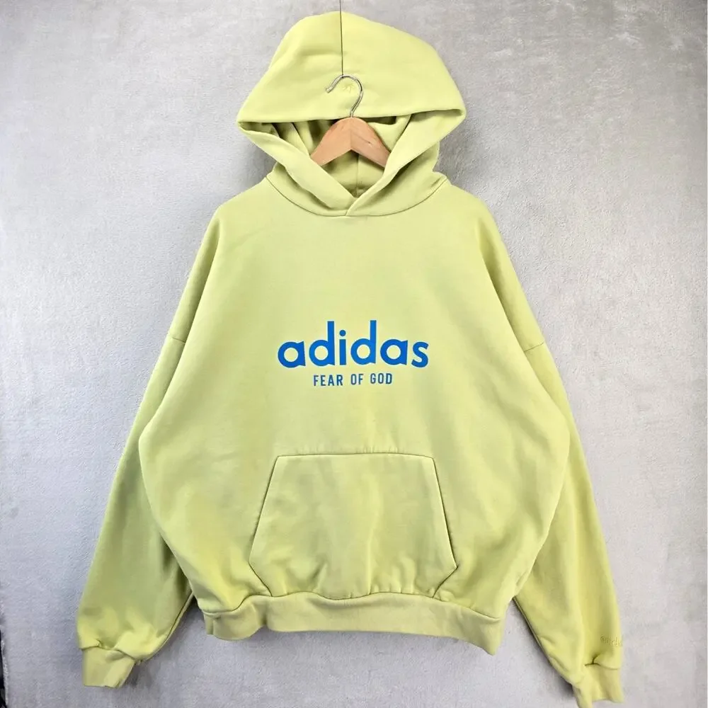 Adidas x Fear Of God Essentials Hoodie Mens XL Yellow FOG Sweatshirt Streetwear